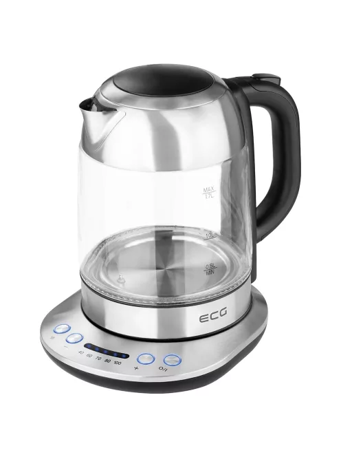 Кана за вода ECG RK 1781 Glass, 1850–2200W , 1,7л, Сив/Черен - Код G5415