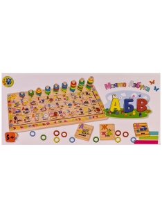 Puzzle din lemn ”Alfabetul meu” cu abac