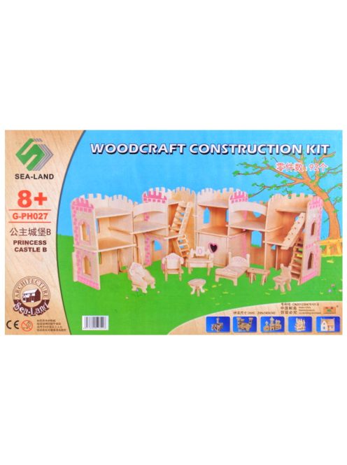 Дървен пъзел 3D, замък с мебели EmonaMall - Код W3539