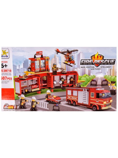 Конструктор пожарна кола и пожарна станция 2в1 (507 елемента) EmonaMall - Код W3746