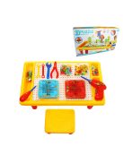 Masă pentru copii, taburet, unelte și puzzle 3D (mozaic)-Masă pentru copii, taburet, unelte și puzzle 3D (mozaic)-Masă pentru copii, taburet, unelte și puzzle 3D (mozaic)