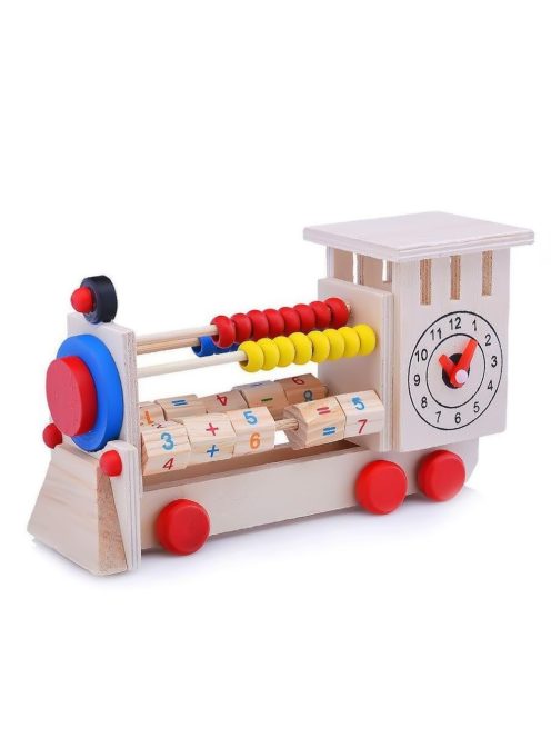 Детско дървено локомотивче със сметало и часовник EmonaMall - Код W5067